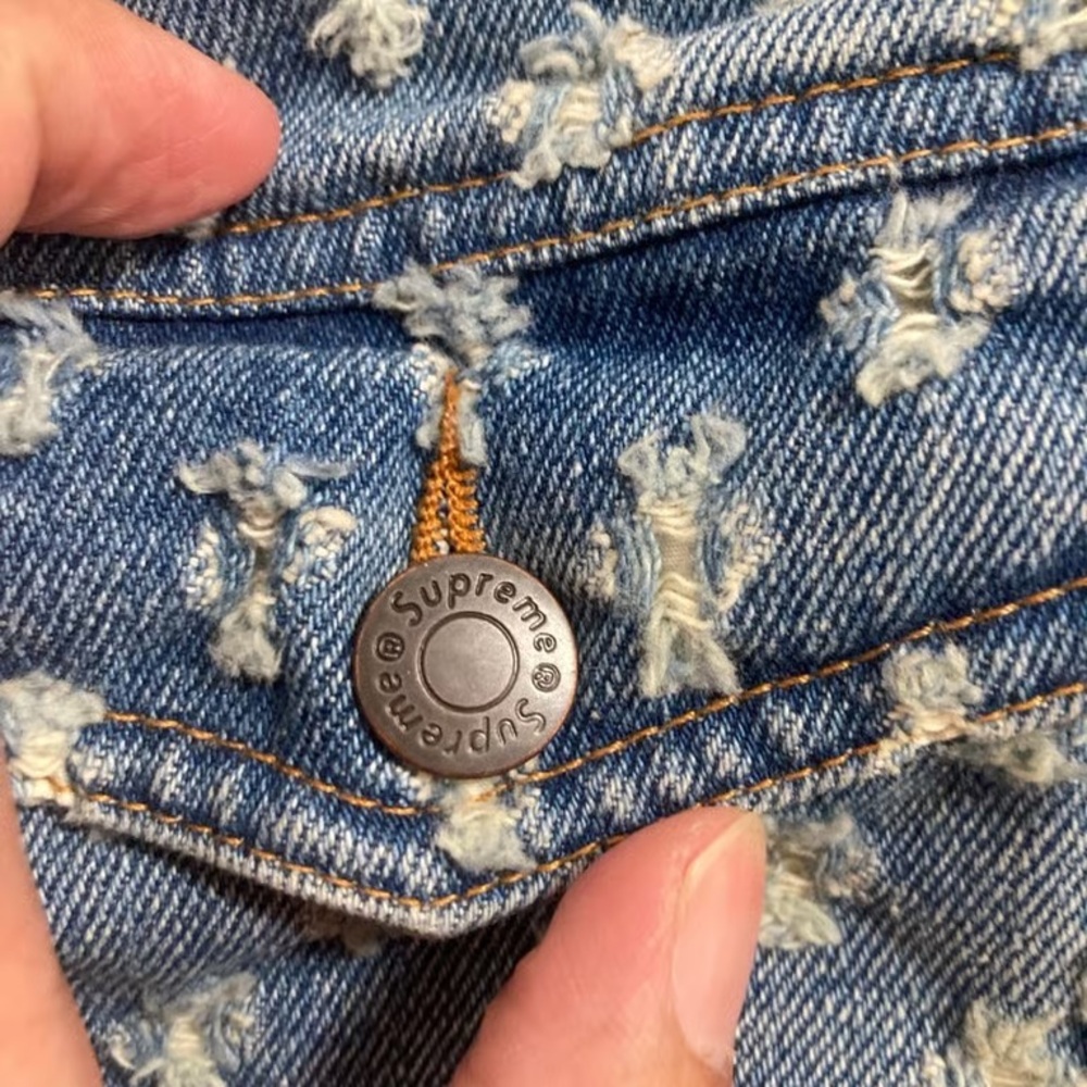 Supreme Blue Patterned Denim Jacket - image 4